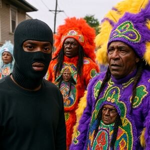 Colorful Feathered Costume with Purple and Yellow